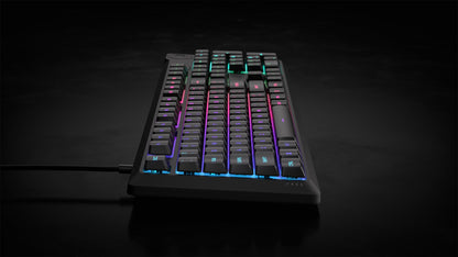 Corsair K55 CORE RGB Membrane Wired Gaming Keyboard – Quiet, Responsive Switches – Spill Resistance – Ten-Zone RGB – Media Keys – iCUE Compatible – QWERTY NA – PC, Mac – Gray Black