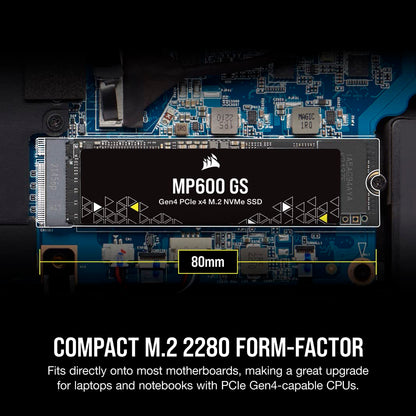 Corsair MP600 GS 2TB PCIe Gen4 x4 NVMe M.2 SSD – High-Density TLC NAND – M.2 2280 – DirectStorage Compatible - Up to 4,800MB/sec – Great for PCIe 4.0 Notebooks - Black