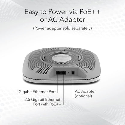 NETGEAR Cloud Managed Wireless Access Point (WAX630E) - WiFi 6E Tri-Band AXE7800 Speed Mesh MU-MIMO 802.11axe Insight Remote Management PoE++ Power Adapter not Included AXE7800 | WiFi 6E | PoE++