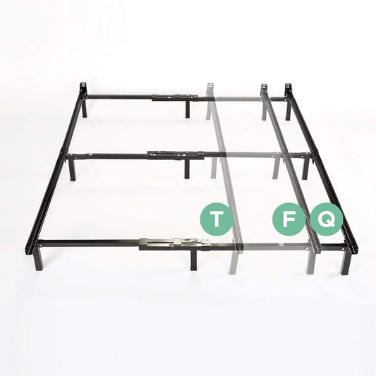 Zinus Adjustable Bed Frame, Twin to Queen - Compack 7 Inch Metal Bed Frame for Box Spring , 9 Legs Heavy-Duty Frame, Easy Assembly, Headboard Compatiable with Built-in Bracket, Mattress Support Twin/Full/Queen