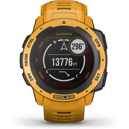 Garmin Instinct Solar, Solar-powered Rugged Outdoor Smartwatch, Built-in Sports Apps and Health Monitoring, Sunburst Yellow