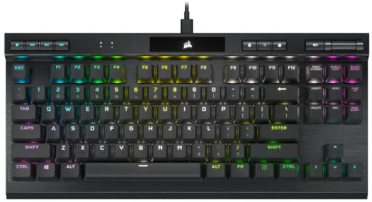 Corsair K70 RGB TKL Champion Series Tenkeyless Optical-Mechanical Gaming Keyboard (OPX RGB Optical-Mechanical Keyswitches, Durable Aluminum Frame, Per-Key RGB, Detachable USB Type-C Cable) Black OPX Optical Switches