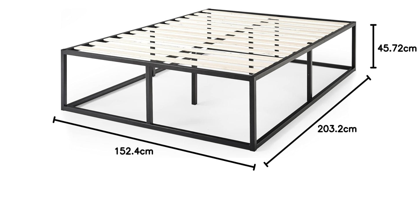 Zinus Queen Bed Frame - Joseph 18 inch Metal Bed Frame with Wood Slat Support, No Box Spring Needed, Easy Assembly - Minimalist Platform Bed Frame with Underbed Storage Space, Queen Size Original Big Box