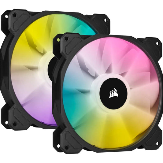 CORSAIR iCUE SP140 RGB Elite Performance 140mm PWM Dual Fan Kit with Lighting Node CORE, Black 2 Pack with Lighting Node CORE