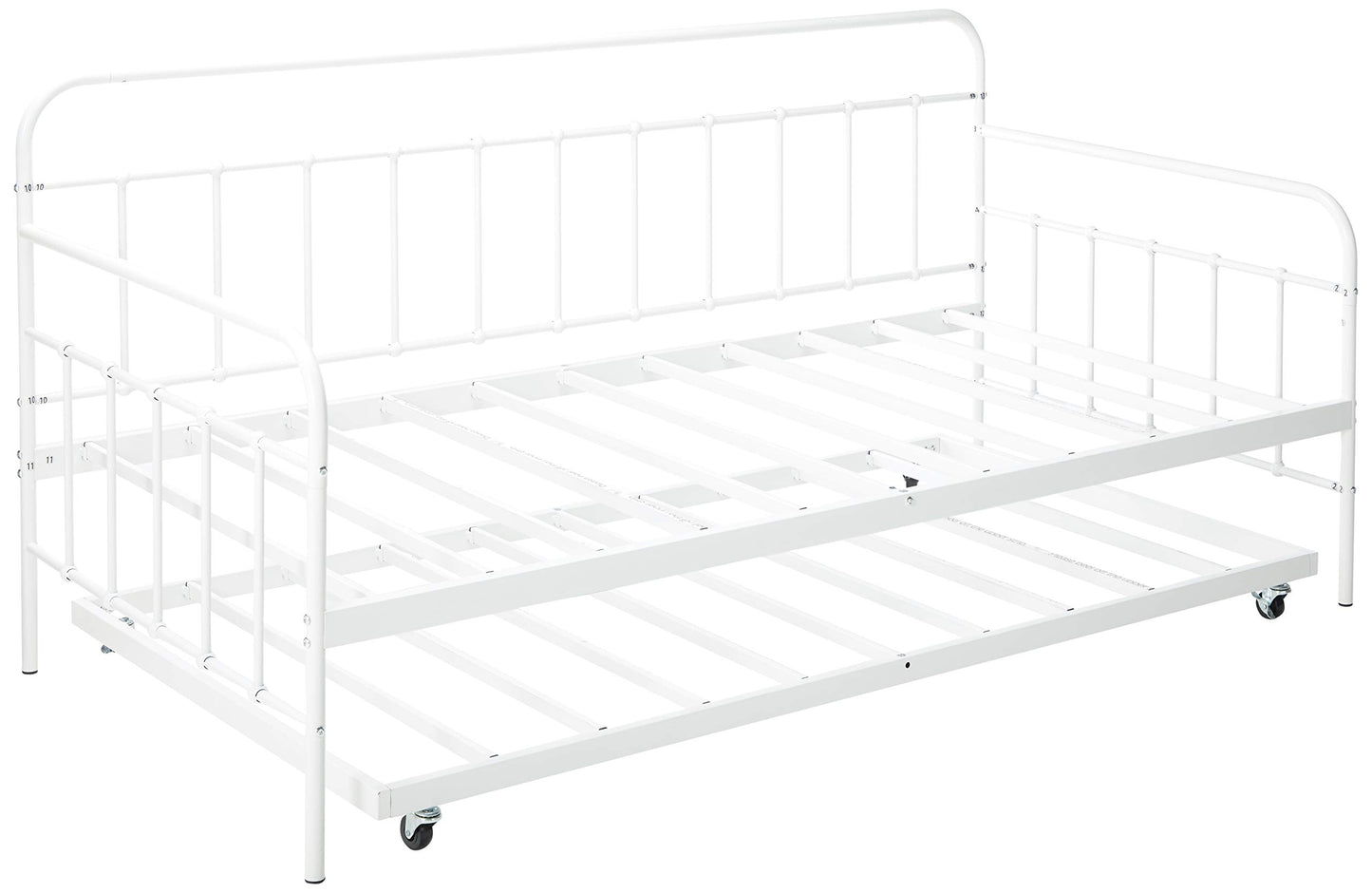 Zinus Florence Twin Daybed and Trundle Frame Set / Premium Steel Slat Support / Daybed and Roll Out Trundle Accommodate / Twin Size Mattresses Sold Separately