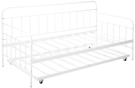 Zinus Florence Twin Daybed and Trundle Frame Set / Premium Steel Slat Support / Daybed and Roll Out Trundle Accommodate / Twin Size Mattresses Sold Separately