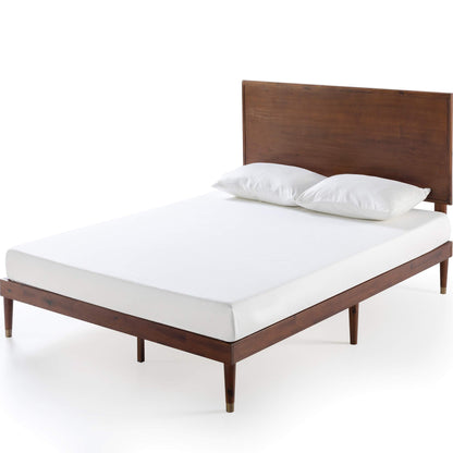 Zinus Deluxe Mid-Century Wood Platform Bed with Adjustable Height Headboard, no Box Spring Needed, Full