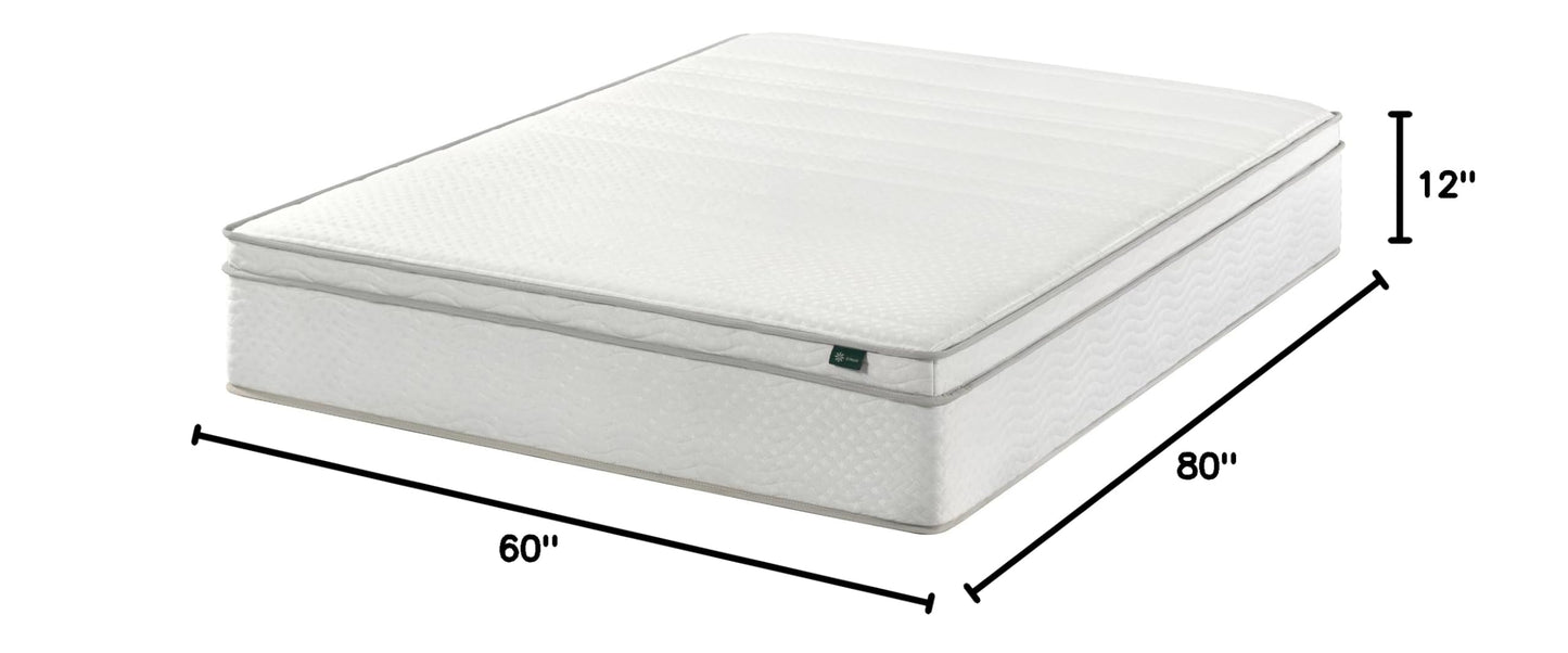 ZINUS 12 Inch Foam and Spring Hybrid Mattress [New Version], Queen, Fiberglass Free, Medium Firmness, Durable Support, Certified Safe Foams & Fabric, Mattress in A Box White 12" New Small Box