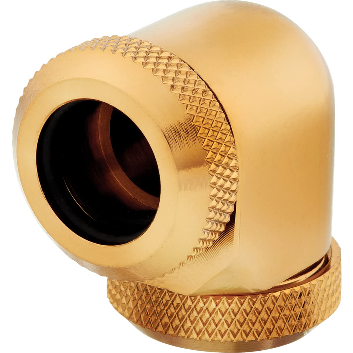 CORSAIR Hydro X Series XF Hardline 90 Degree 12mm OD Fittings Twin Pack (Solid Brass Durability, Quality Finish, Double O-Ring Hardline Compression Design, Easy 12mm Diameter Tubing Fitting) Gold