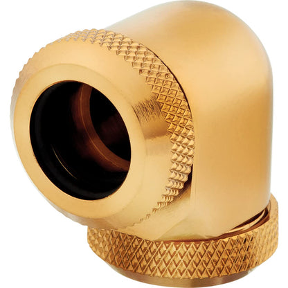 CORSAIR Hydro X Series XF Hardline 90 Degree 12mm OD Fittings Twin Pack (Solid Brass Durability, Quality Finish, Double O-Ring Hardline Compression Design, Easy 12mm Diameter Tubing Fitting) Gold