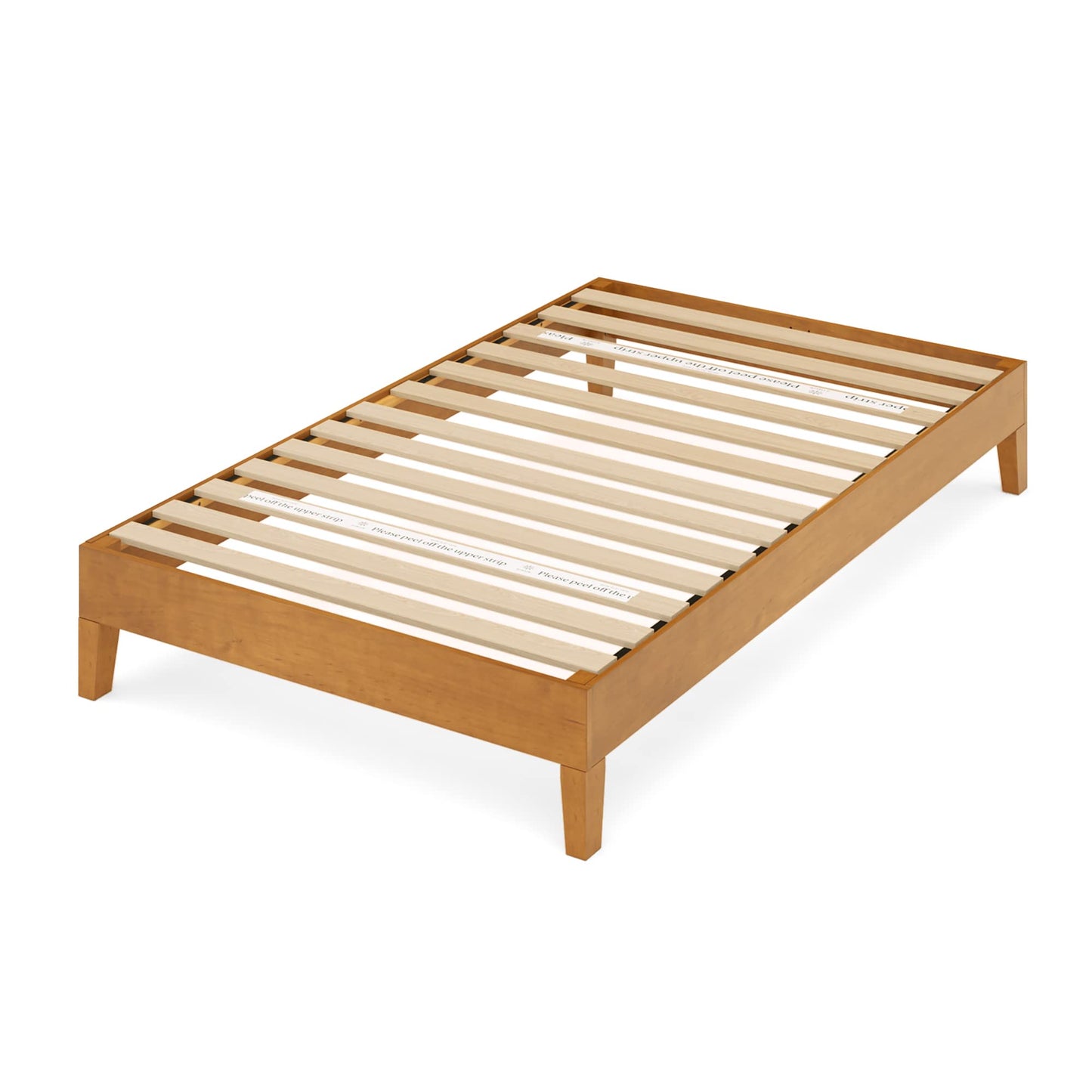 Zinus Twin Bed Frame - Marissa Deluxe 12 inch Wood Platform Bed with Wood Slats Support, Easy Assembly, No Boxspring Needed - Wood Bed Frame with Underbed Storage Space, Rustic Pine Finish, Twin Size