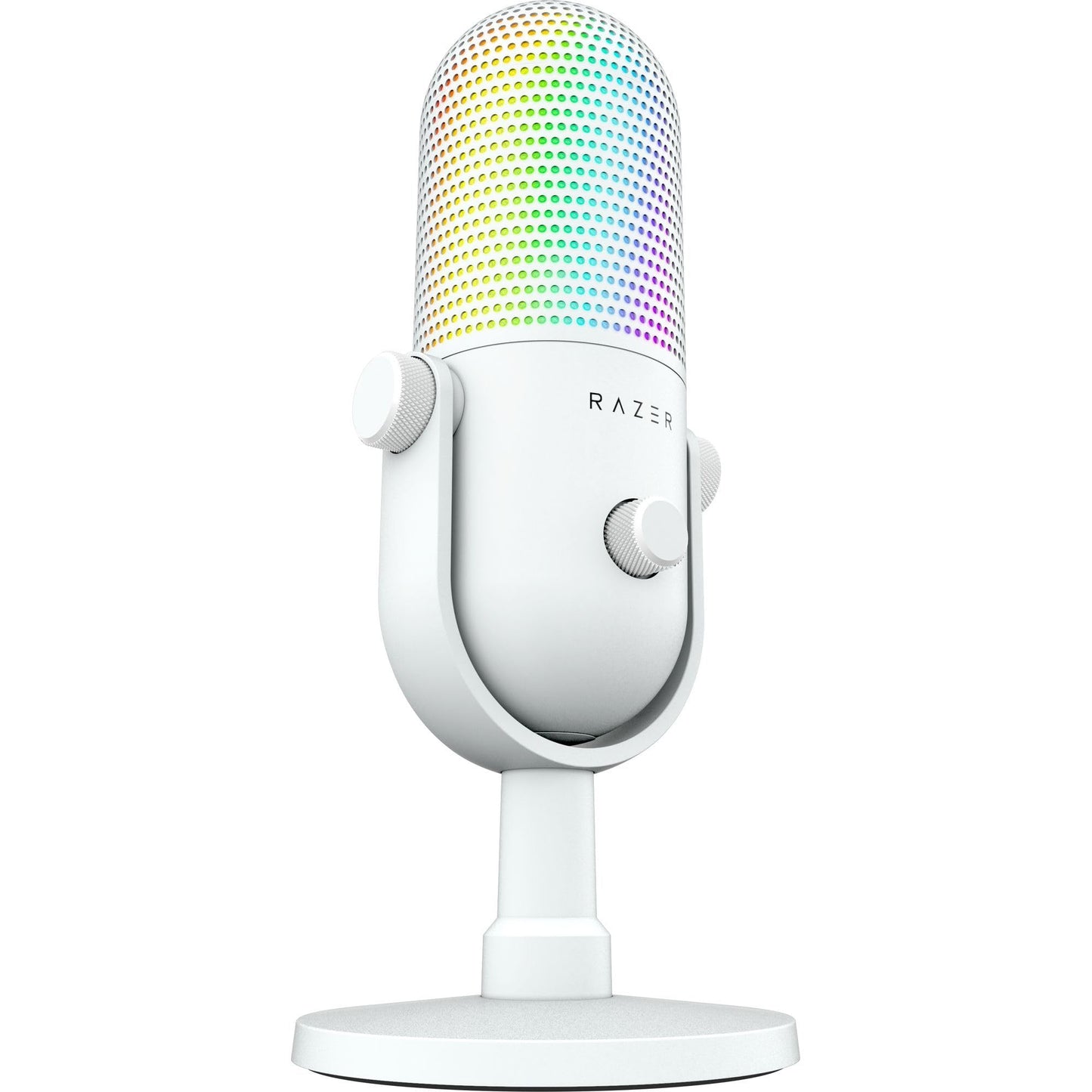 Razer Seiren V3 Chroma RGB USB Microphone: Stream & Game Reactive Lighting - Tap-to-Mute Sensor - Condenser Mic - Digital Gain Limiter & Shock Absorber - PC, Discord, OBS Studio, XSplit - White