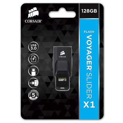 Corsair CMFSL3X1-128GB Flash Voyager Slider X1 128GB USB 3.0 Flash Drive, Black