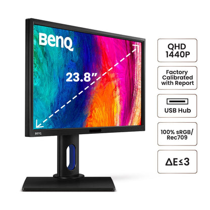 BenQ BL2420PT 24" QHD 1440p IPS Monitor | 100% sRGB |AQCOLOR Technology for Accurate Reproduction for Professionals 24 Inch sRGB | IPS | QHD Mac-Friendly | Daisy Chain | USB Hub