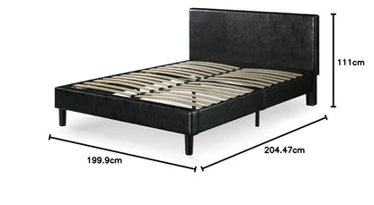 Zinus Faux Leather Upholstered Platform Bed with Wooden Slats, King