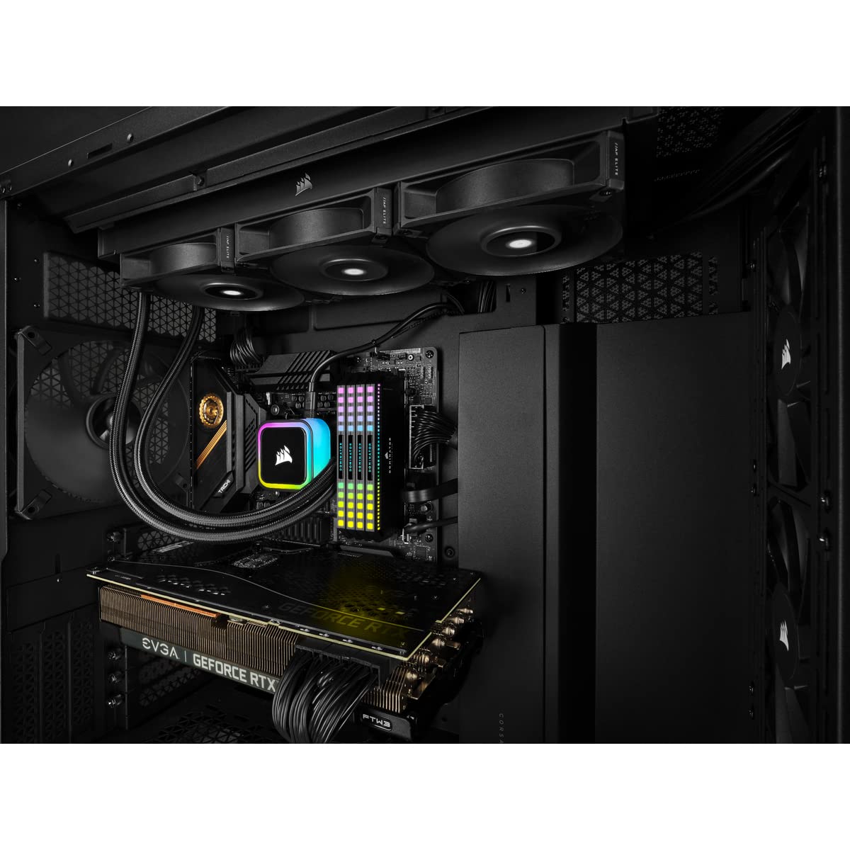 Corsair iCUE H150i RGB Elite Liquid CPU Cooler (16 Dynamic RGB LEDs, 120mm AF Elite Series FDB Fans, 360mm Radiator, iCUE Software Compatible, LGA 1700, 1200, 115X, 2066, and AM4 Sockets) Black 360mm AIO