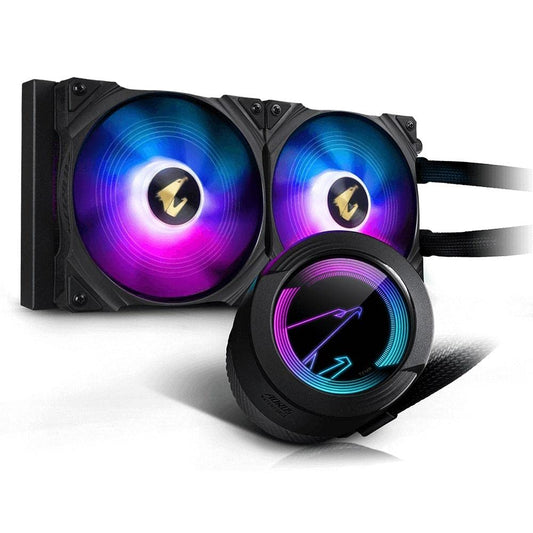 Gigabyte AORUS WATERFORCE 280 AIO Liquid CPU Cooler, 280mm Radiator with 2X 140mm Low Noise ARGB Fans, Rotatable ARGB Lighting Panel Design, Compatible with Intel LGA1700 (GP-AORUS WATERFORCE 280)