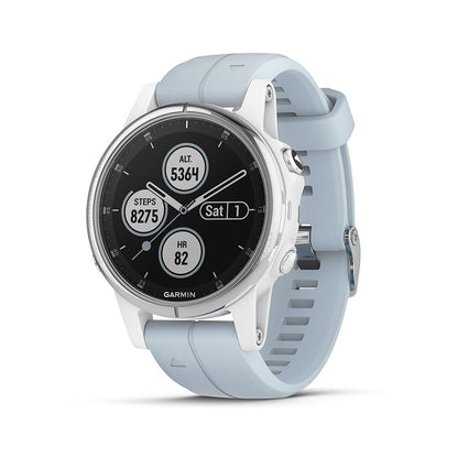 Garmin 010-01987-22 fēnix 5S Plus - Compact Multisport Smartwatch with Music, GPS, Maps, and Pay - White with Sea Foam Band, White with Sea Foam Band Glass