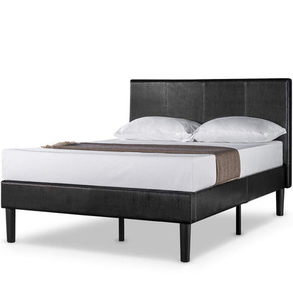 Zinus Deluxe Faux Leather Upholstered Platform Bed with Wooden Slats, Twin Standard