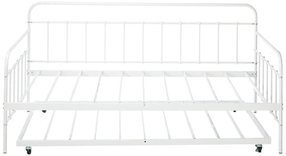 Zinus Florence Twin Daybed and Trundle Frame Set / Premium Steel Slat Support / Daybed and Roll Out Trundle Accommodate / Twin Size Mattresses Sold Separately