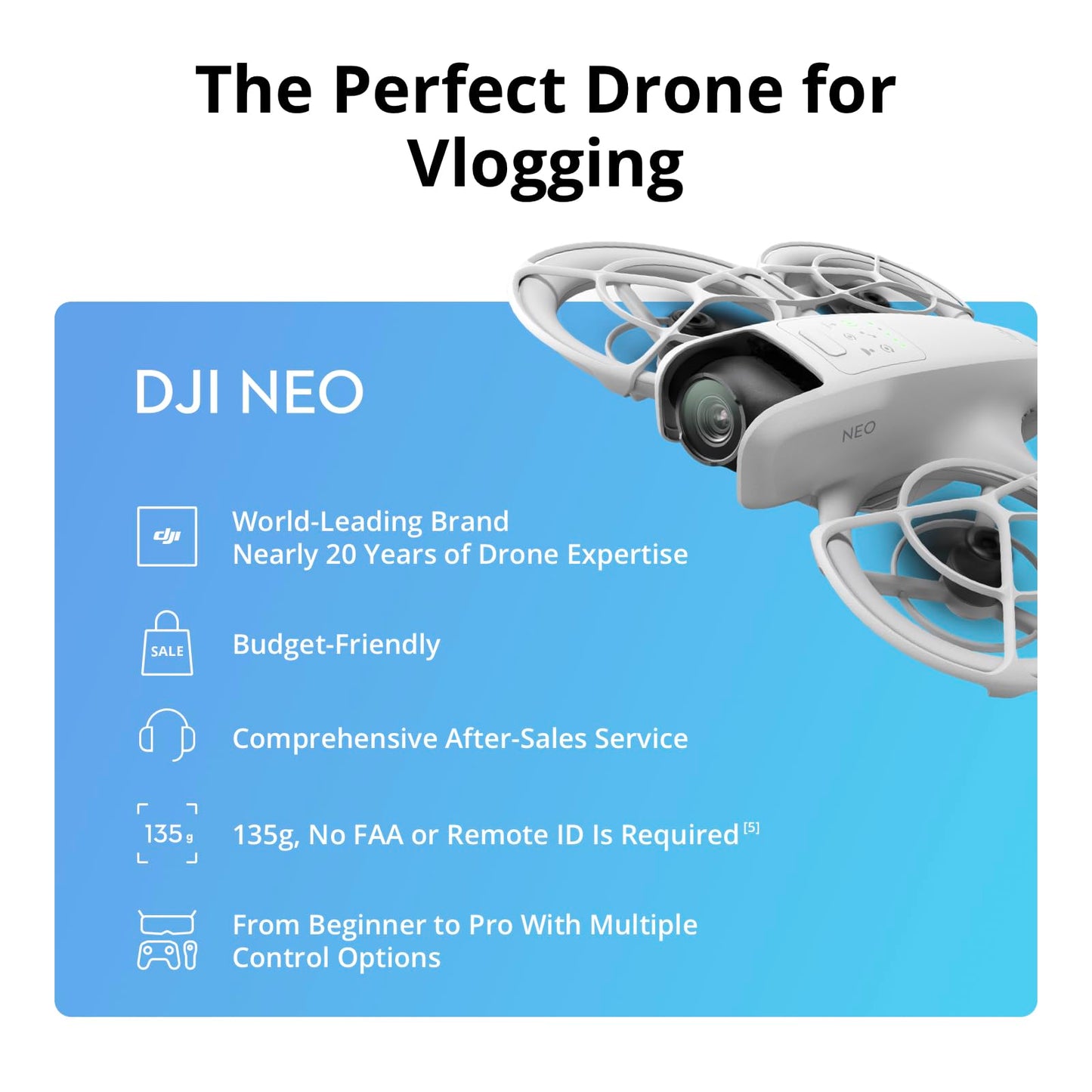 DJI Neo Three-Battery Combo, Mini Drone with 4K UHD Camera for Adults, 135g Self Flying Drone that Follows You, Palm Takeoff, AI Subject Tracking, QuickShots, Stabilized Video (Controller-Free)