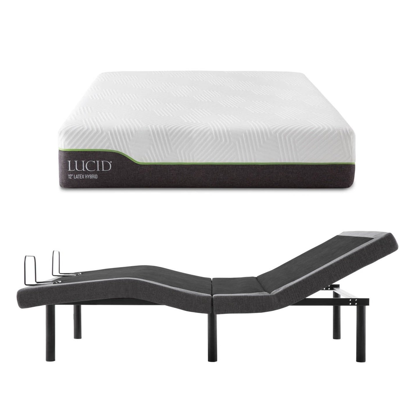 Lucid L300 Adjustable Bed Base with Lucid 12 inch Latex Hybrid Mattress - Queen 12 inch Mattress and Adjustable Base