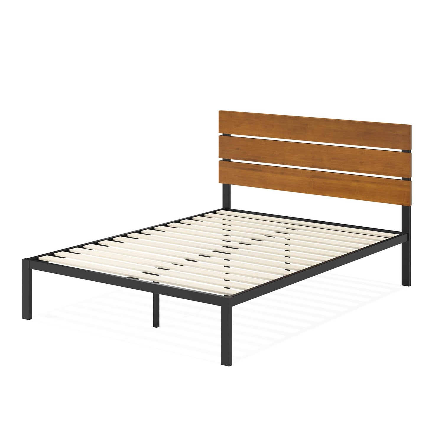 Zinus Full Bed Frame - Paul 14 Inch Platform Bed Frame with Wood Headboard, Durable Metal & Wood Construction with Wood Slat Support, Easy Assembly, No Box Spring Needed, Underbed Storage Space, Full Size