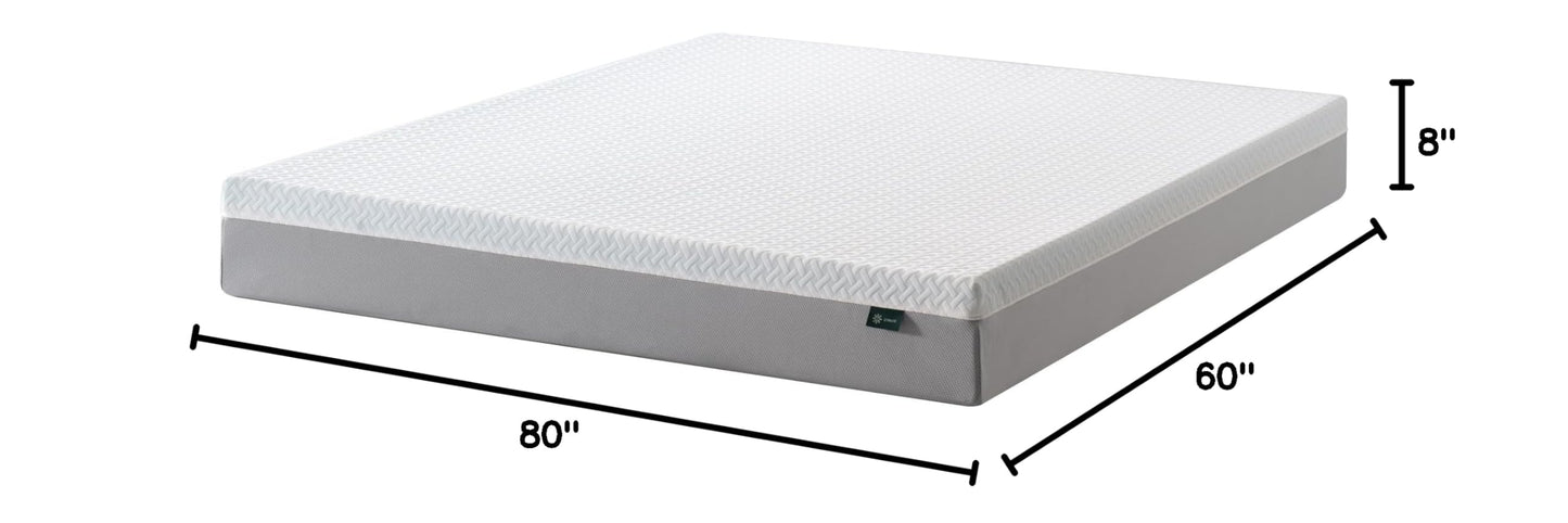 ZINUS 8 Inch Green Tea Essential Memory Foam Mattress [New Version], Queen, Fiberglass Free, Medium Feel, Breathable Airflow Memory Foam, Certified Safe Foams & Fabric, Mattress in A Box White 8" Green Tea New Small Box