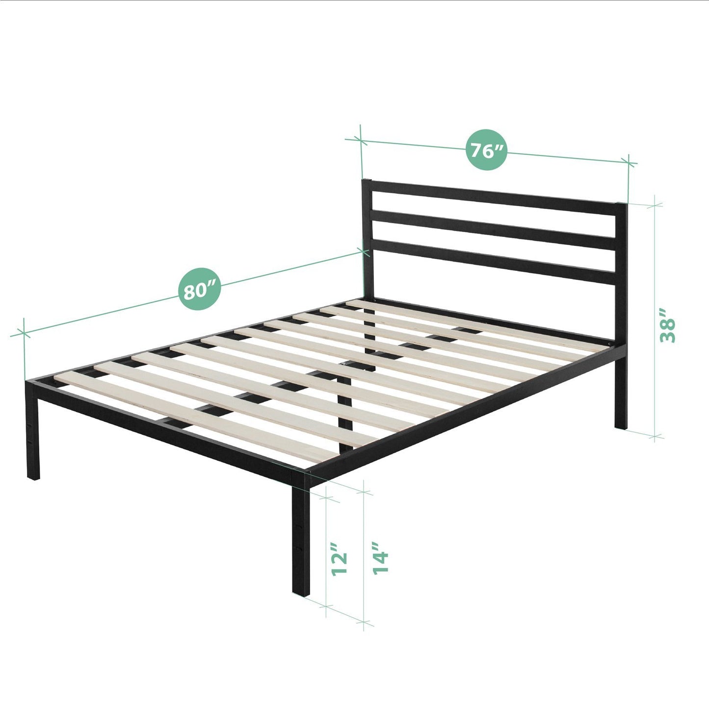 Zinus King Bed Frame - Mia 15 inch Metal Platform Bed Frame with Headboard, Wood Slat Support, No Box Spring Needed, Easy Assembly - Bed Frame with Underbed Storage Space, King Size