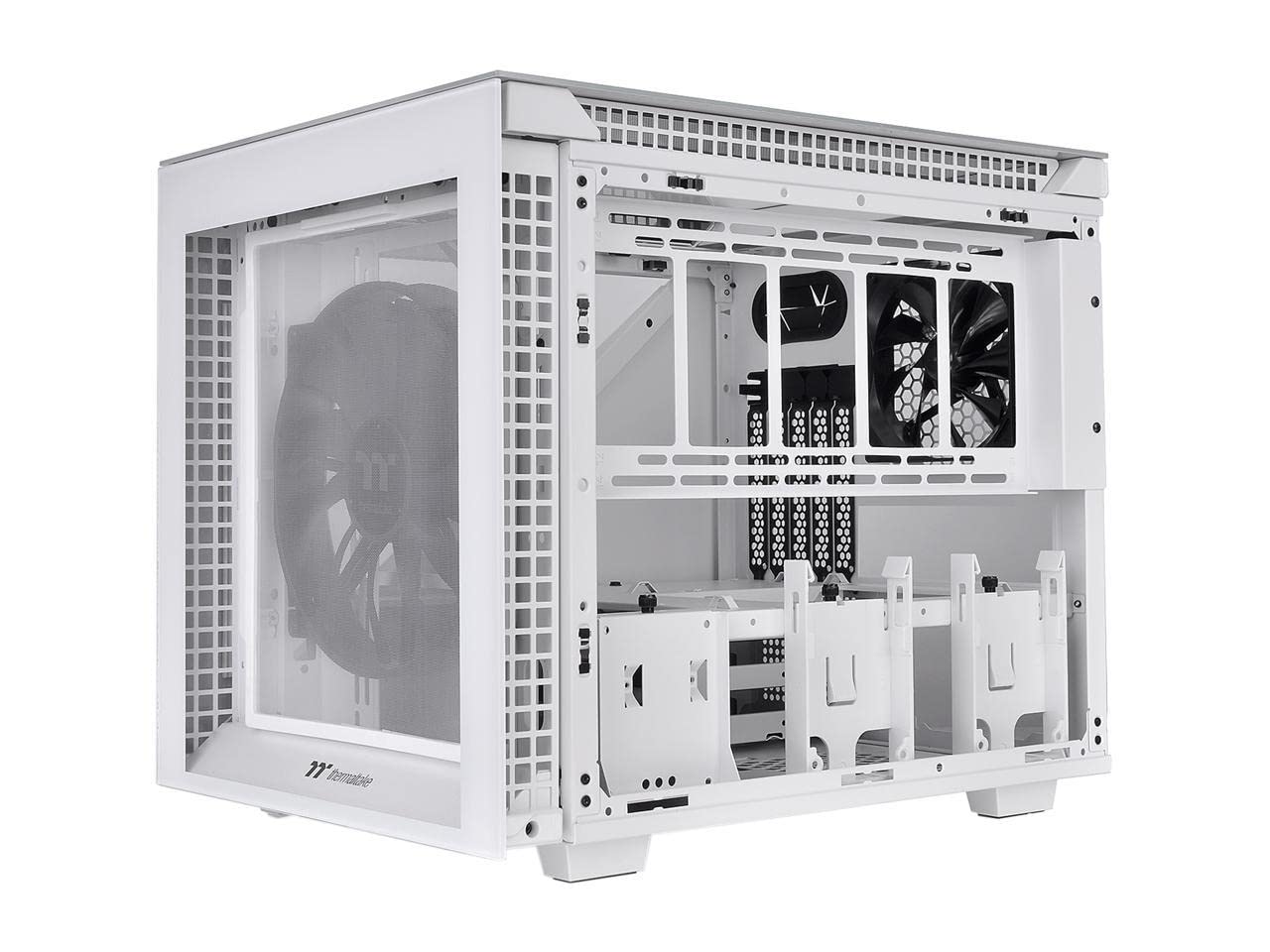 Thermaltake Divider 200 TG White Micro-ATX case w/preinstalled Front fanx1, Standard Rear fanx1, Tempered Glass Computer Case CA-1V1-00S6WN-00