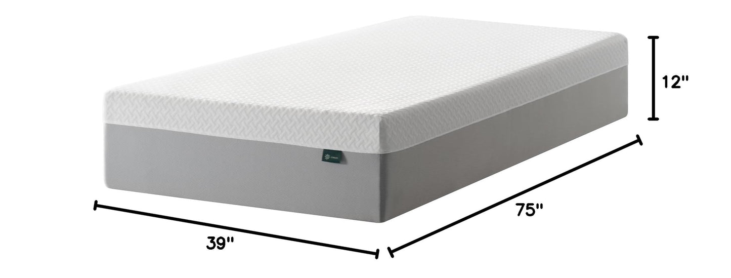 ZINUS 12 Inch Green Tea Essential Memory Foam Mattress [New Version], Twin, Fiberglass Free, Medium Feel, Breathable Airflow Memory Foam, Certified Safe Foams & Fabric, Mattress in A Box White 12" Green Tea New Small Box