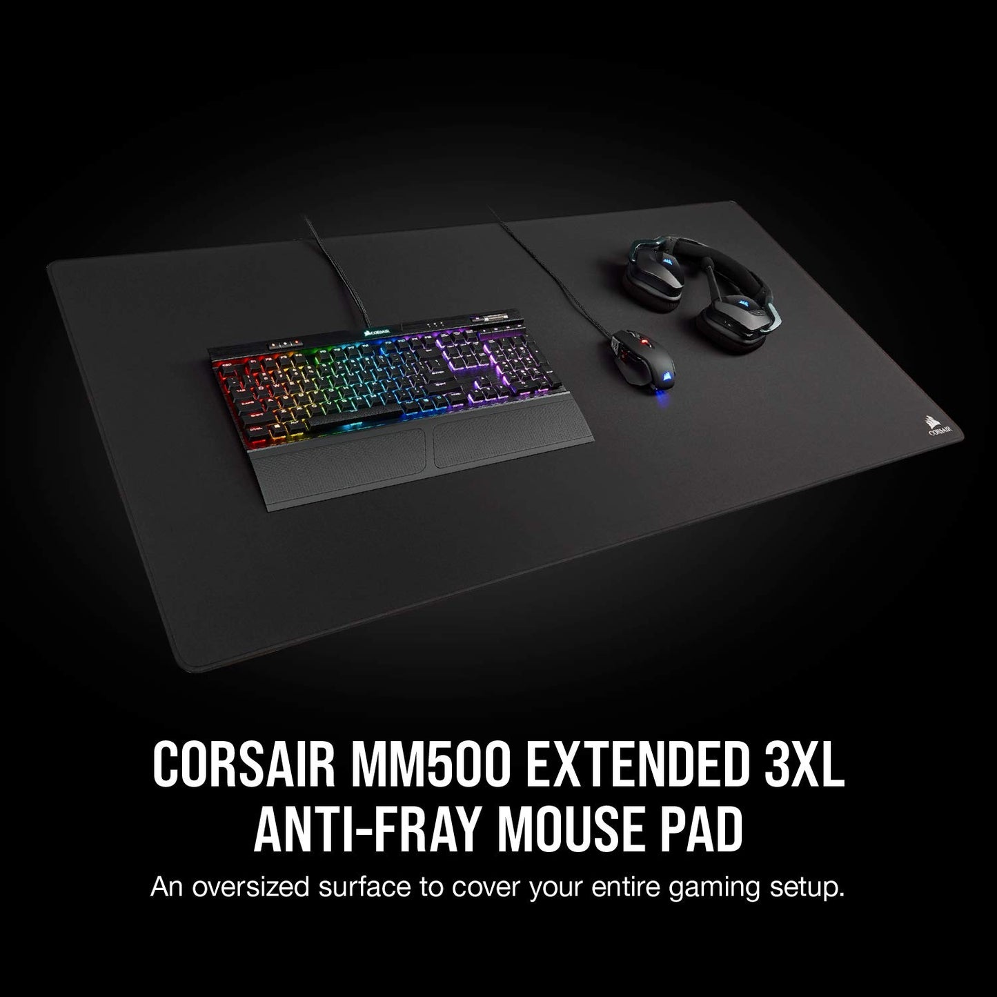 CORSAIR MM500 Premium Anti-Fray Cloth Gaming Mouse Pad – Extended 3XL Black