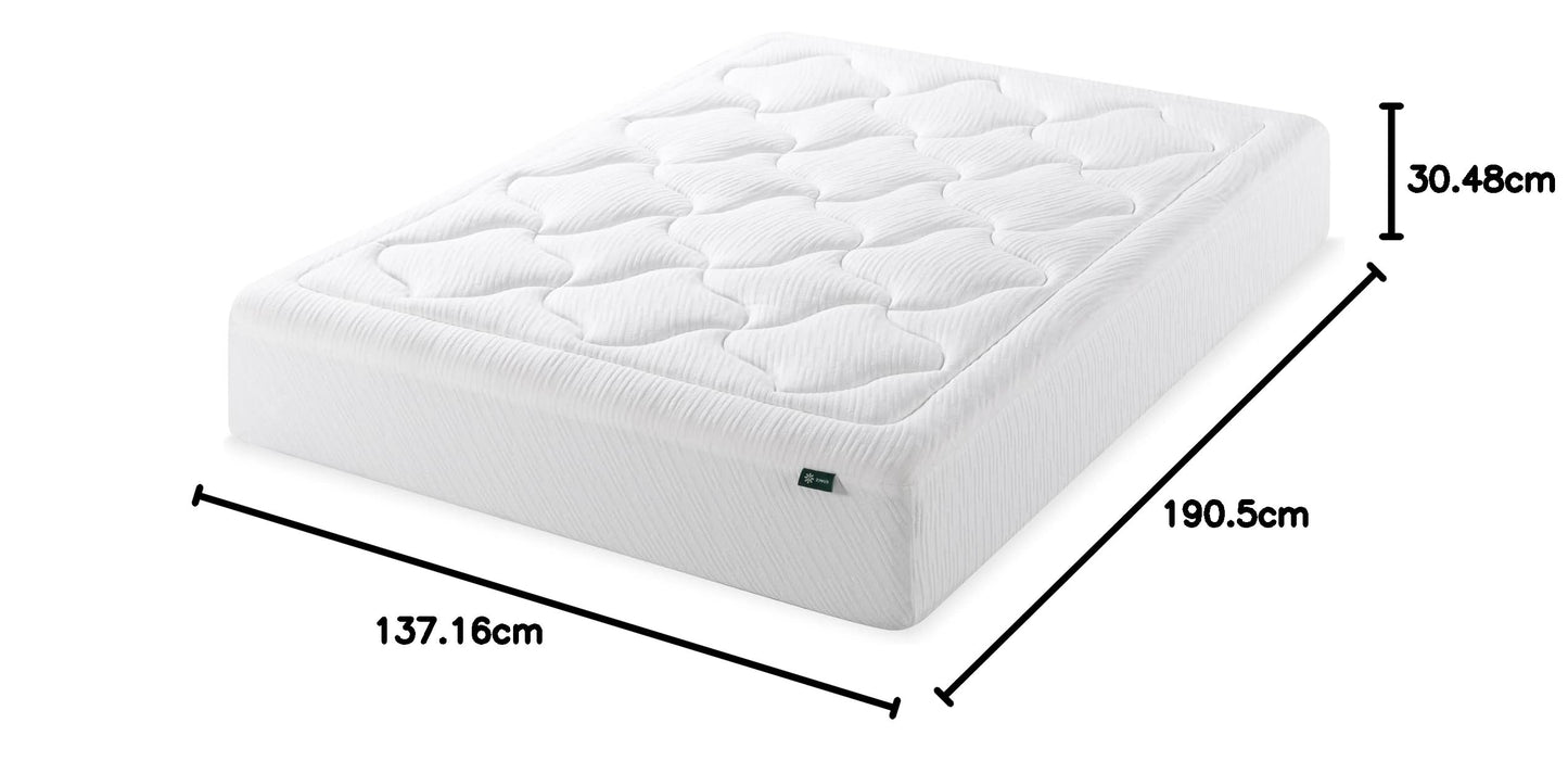 Zinus Full Mattress, 12 Inch Cloud Premium Cooling Gel Memory Foam, Mattress in a Box, CertiPUR-US Certified with Pressure Relief Cool Sleep, Breathable Quilted Cover, 10 Years Warranty, Full Size