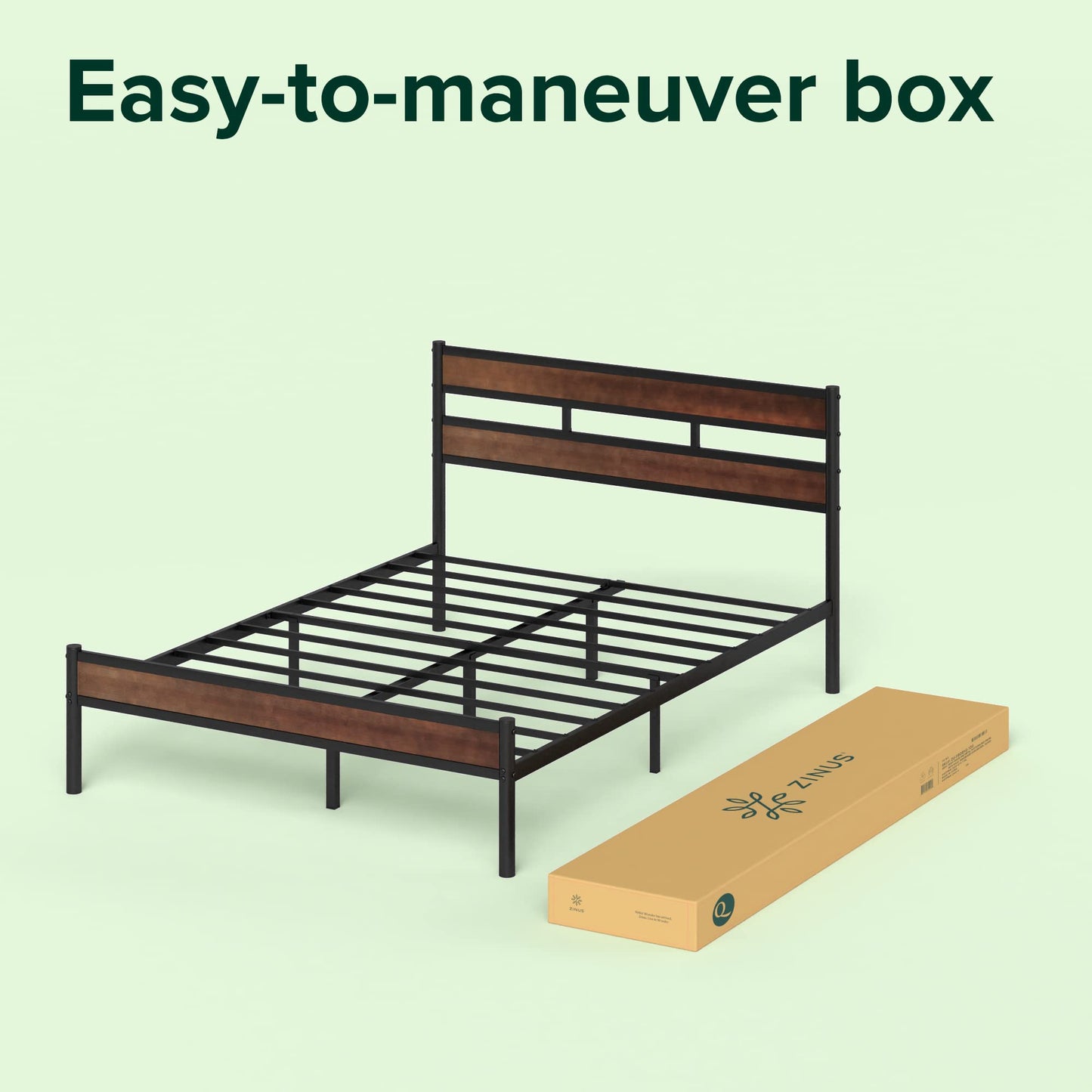 Zinus Roman Bamboo and Metal Platform Bed Frame/No Box Spring Needed/Easy Assembly, Full