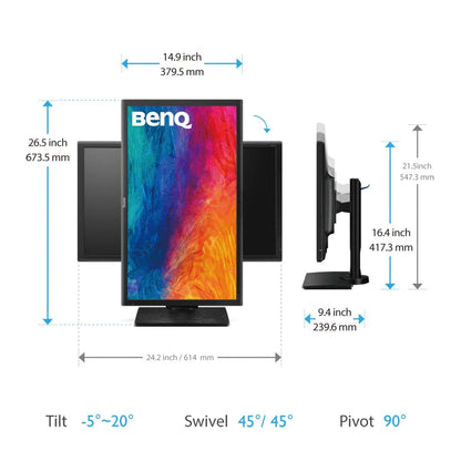 BenQ 27" 2560x1440 QHD IPS Designer Monitor (PD2700Q), 100% Rec. 709 and sRGB, CAD/CAM, Animation, Darkroom, Low Blue Light, Flicker-Free , 60Hz refresh rate, Black 27 Inch sRGB | IPS | QHD Professional