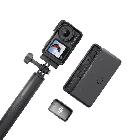 DJI Osmo Action 4 Adventure Combo + DJI Mic 2 Transmitter (Shadow Black), Vlogging Camera with a 1/1.3-Inch Sensor, 360º HorizonSteady, Clear Vocals, Anti-Wind Protection, Suitable for Travel, Sports