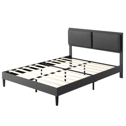 Zinus Full Bed Frame - Jonathan Cushioned Upholstered Platform Bed Frame with Headboard - Wood Slat Support, No Box Spring Needed, Easy Assembly, 5 Year Warranty, Gray, Full Size