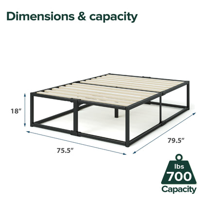 Zinus King Bed Frame - Joseph 18 Inch Metal Bed Frame with Wood Slat Support, No Box Spring Needed, Easy Assembly - Minimalist Platform Bed Frame with Underbed Storage Space, 5 Year Warranty, King New Small Box