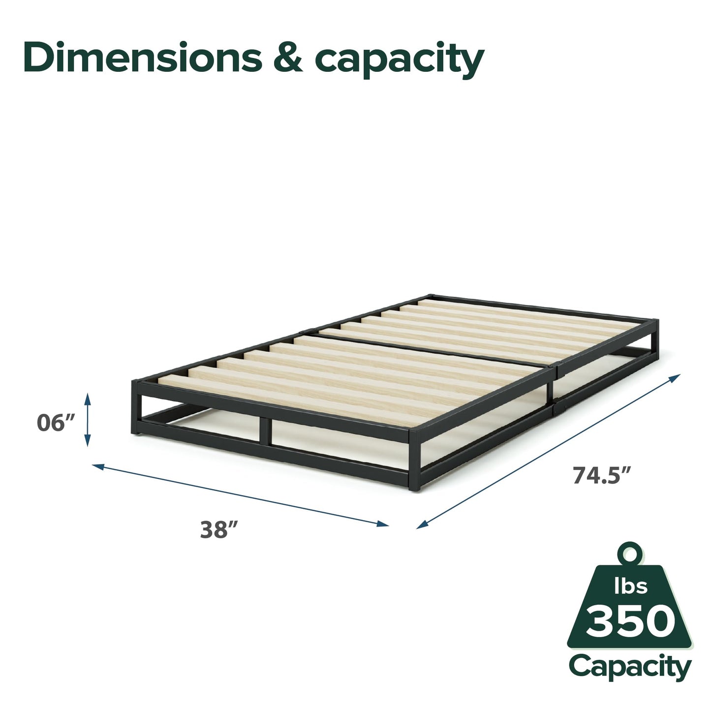 Zinus Twin Bed Frame - Joseph 6 Inch Metal Bed Frame with Wood Slat Support, No Box Spring Needed, Easy Assembly - Minimalist Platform Bed Frame, 5 Year Warranty, Twin Size New Small Box