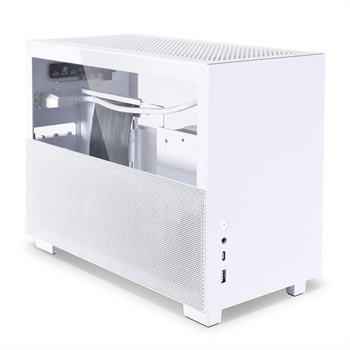 Lian Li Q58 White Color SPCC/Aluminum/Tempered Glass Mini Tower Computer Case, PCIe 3.0 Riser Card Cable Included - Q58W3