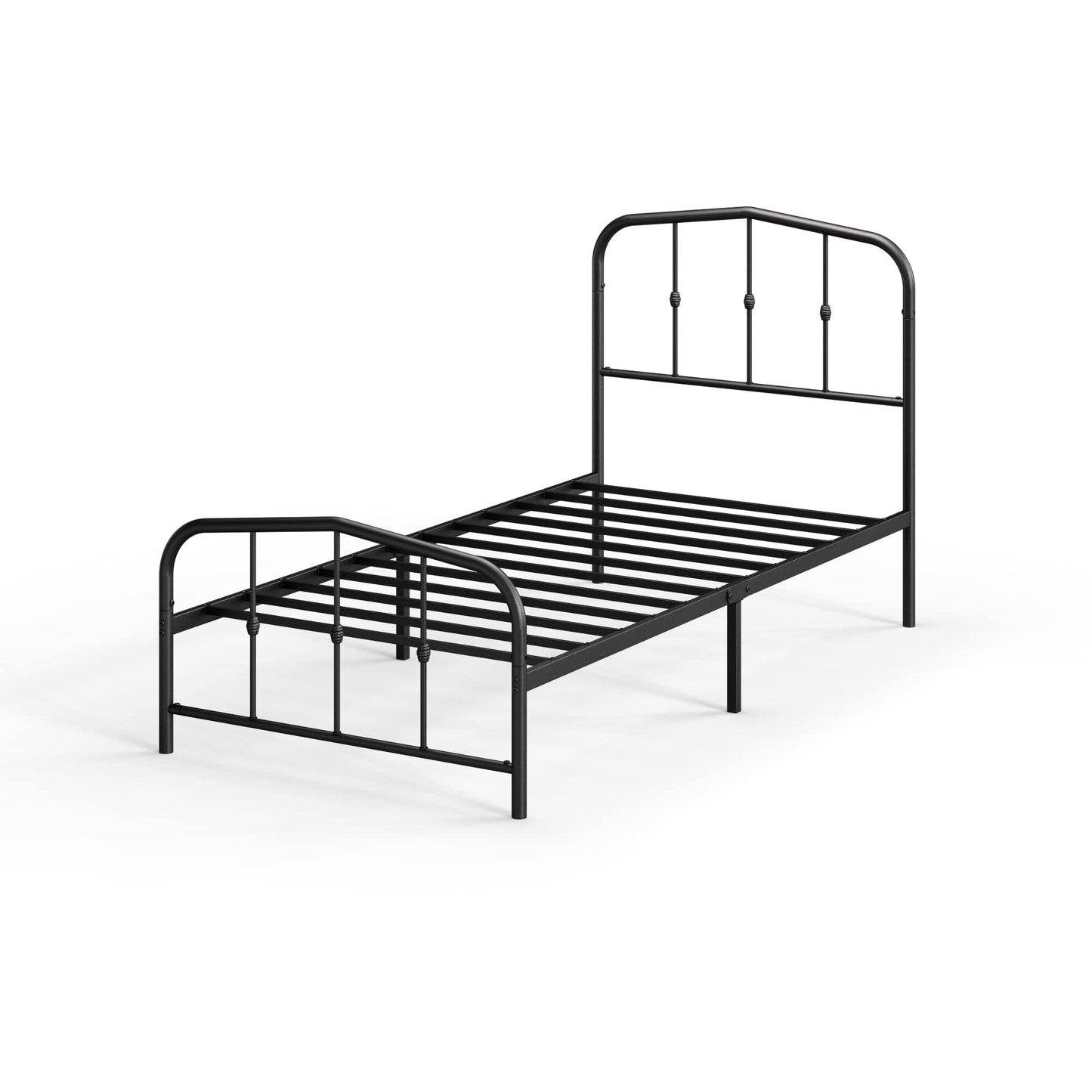 Zinus Twin Bed Frame - Heidi Metal Platform Bed Frame with Headboard and Footboard - Steel Mattress Foundation, No Box Spring Needed, Underbed Storage Space, 5 Year Warranty, Black, Twin Size