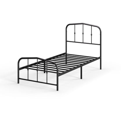 Zinus Twin Bed Frame - Heidi Metal Platform Bed Frame with Headboard and Footboard - Steel Mattress Foundation, No Box Spring Needed, Underbed Storage Space, 5 Year Warranty, Black, Twin Size