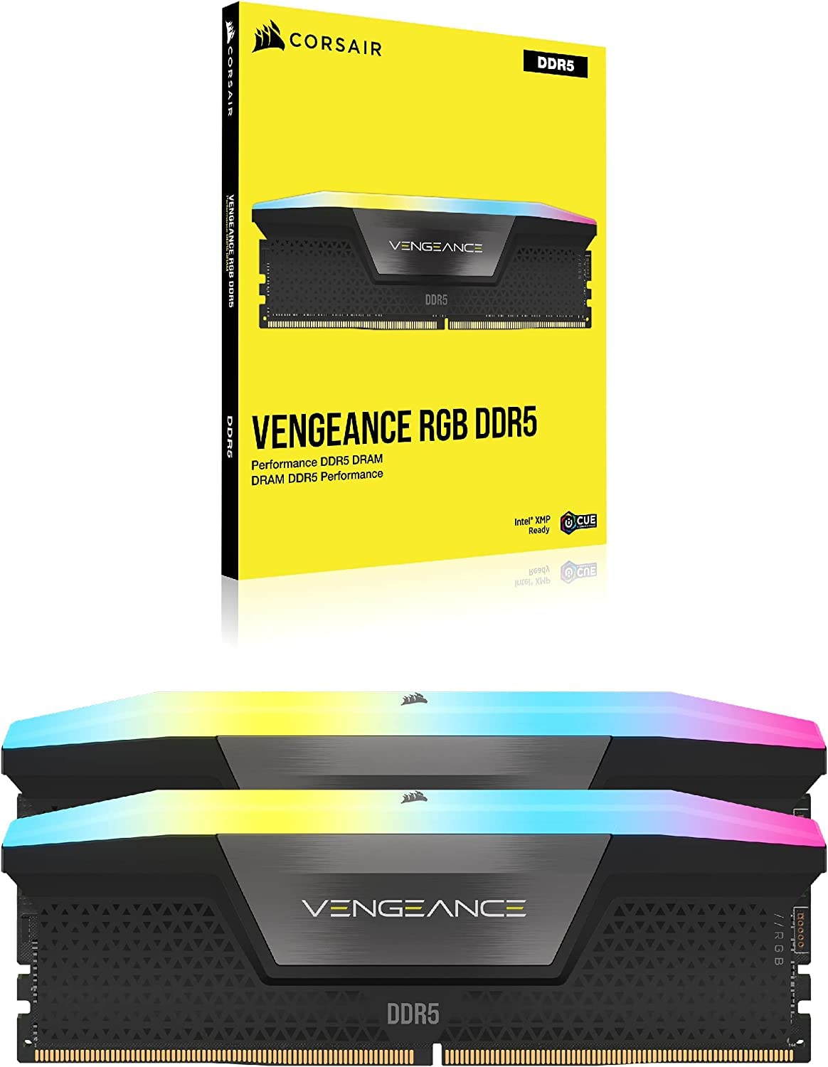 CORSAIR VENGEANCE RGB DDR5 RAM 32GB (2x16GB) 5600MHz CL40 Intel XMP iCUE Compatible Computer Memory - Black (CMH32GX5M2B5600C40K) 32GB (2x16GB)