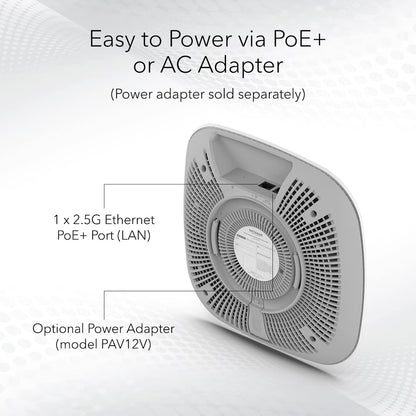 NETGEAR Cloud Managed Wireless Access Point (WAX615) - WiFi 6 Dual-Band AX3000 Speed Up to 256 Client Devices 802.11ax Insight Remote Management PoE+ Powered or AC Adapter (not Included) AX3000 | WiFi 6 | PoE+