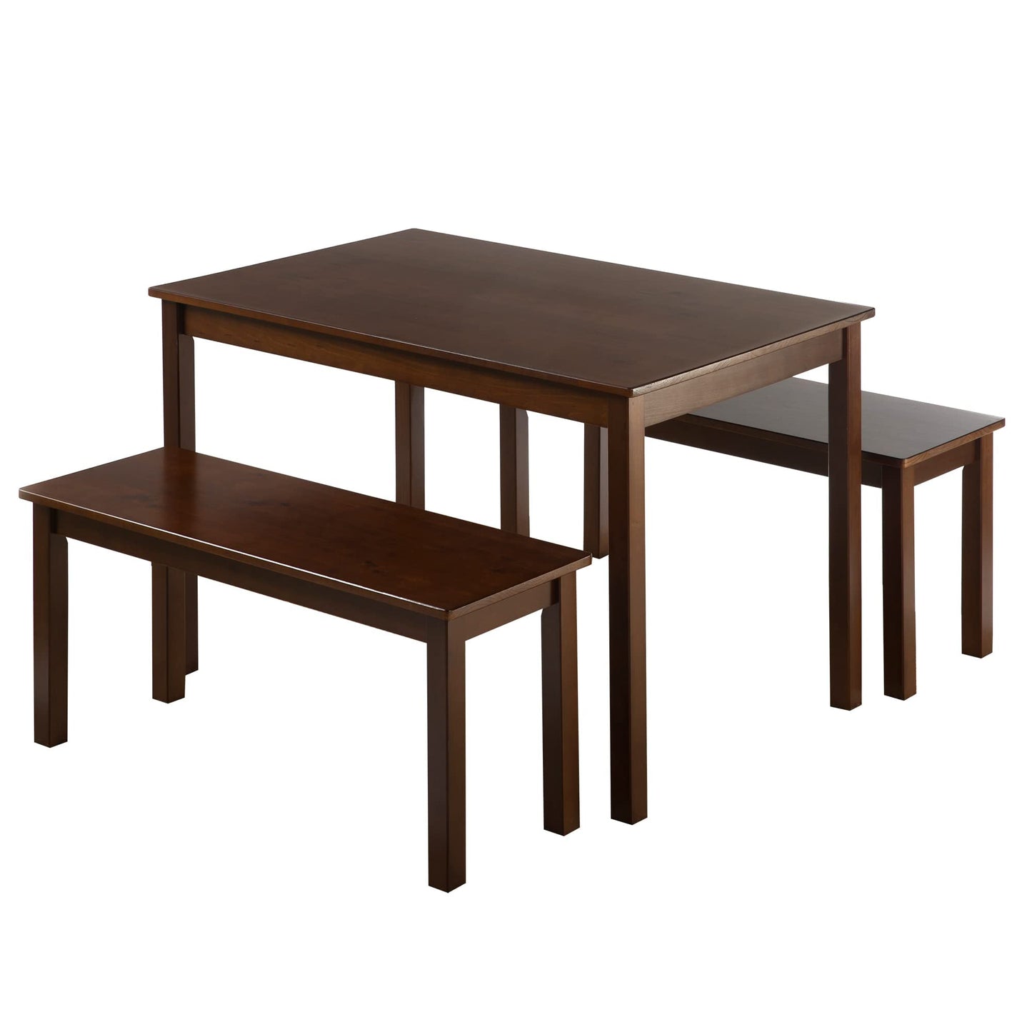 Zinus Espresso Wood Dining Table with 2 Benches / 3 Piece Set Table and Bench Set