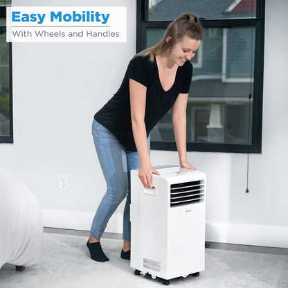 Midea 6,000 BTU ASHRAE (5,000 BTU SACC) Portable Air Conditioner, Cools up to 150 Sq. Ft., with Dehumidifier & Fan mode, Easy- to-use Remote Control & Window Installation Kit Included 6,000 BTU, Wi-Fi Enabled