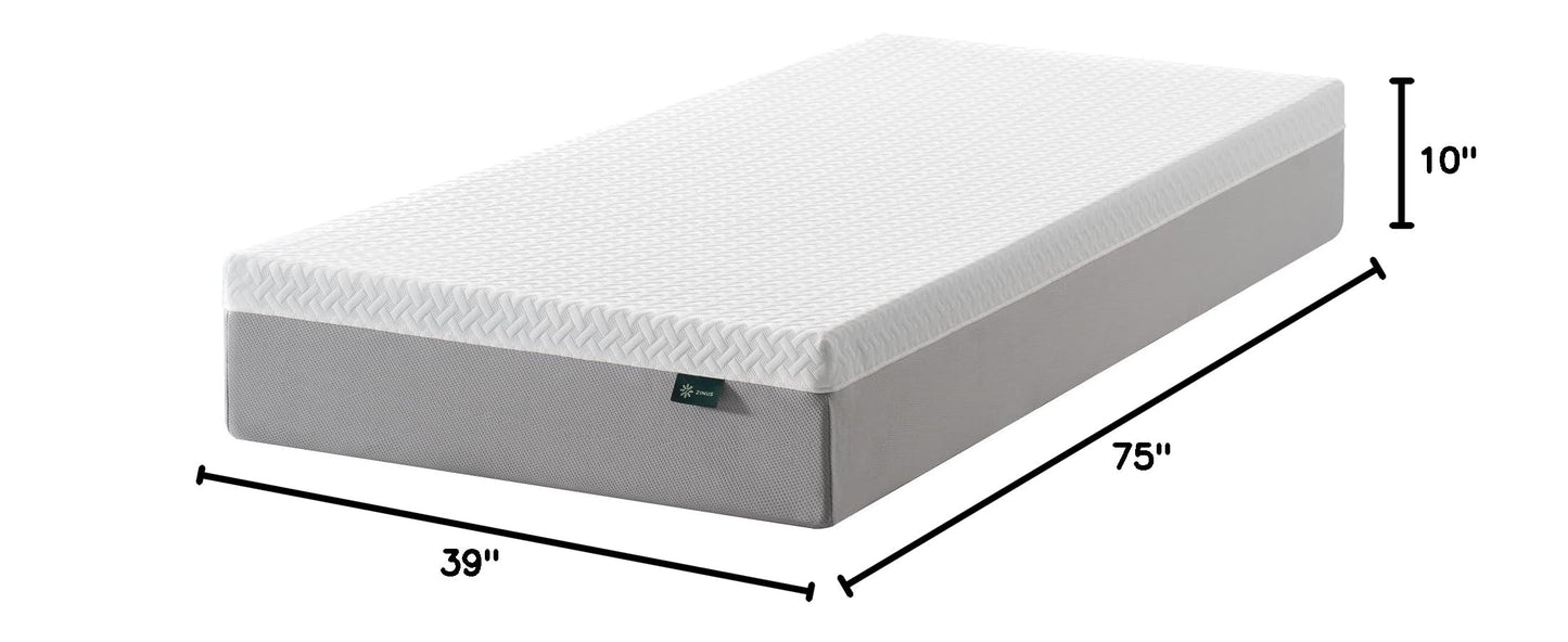 ZINUS 10 Inch Green Tea Essential Memory Foam Mattress [New Version], Twin, Fiberglass Free, Medium Feel, Breathable Airflow Memory Foam, Certified Safe Foams & Fabric, Mattress in A Box White 10" Green Tea New Small Box