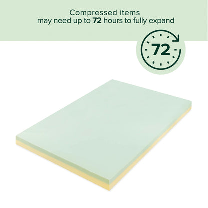 Zinus AZ-GTFT-300Q 3 Inch Green Tea Memory Foam Mattress Topper, Queen