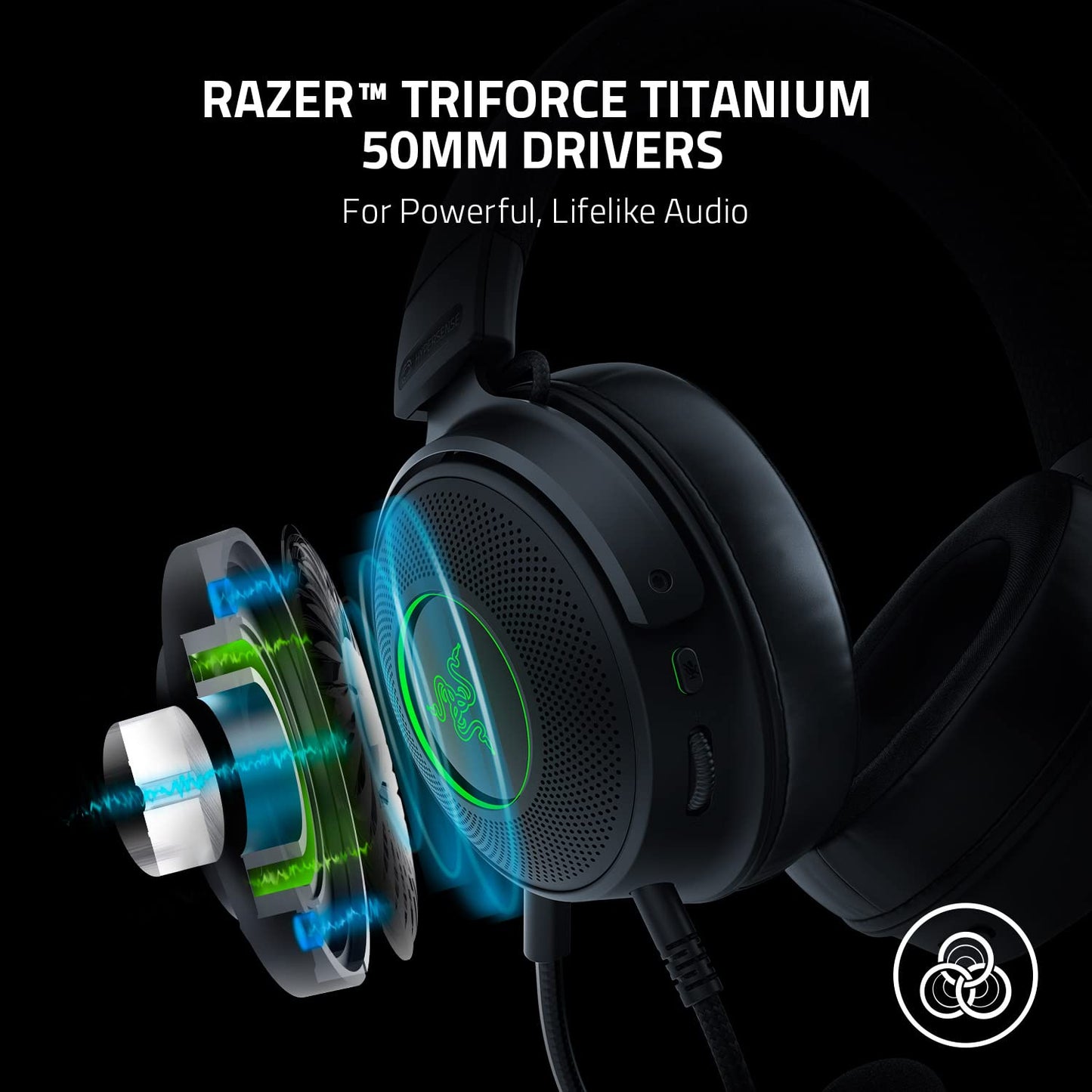 Razer Kraken V3 HyperSense Wired USB Gaming Headset w/Haptic Technology | Razer Base Station V2 Chroma Headphone Stand