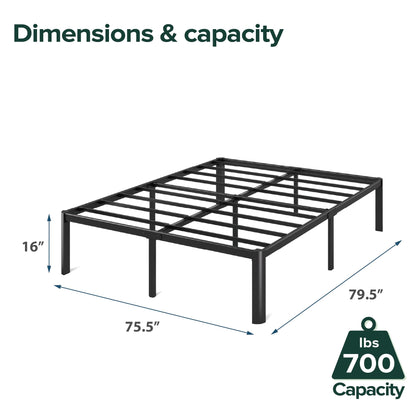 Zinus King Bed Frame – Van 16 Inch Bed Frame with Steel Slat Support, Heavy Duty Metal Construction, Easy Assembly, No Box Spring Needed – Platform Bed Frame with Underbed Storage, 5-Year Warranty Contemporary New Small Box